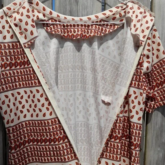 Vintage 60s 70s Dress Paisley Brown Orange Retro 40" Bust 36" Waist - Picture 15 of 15